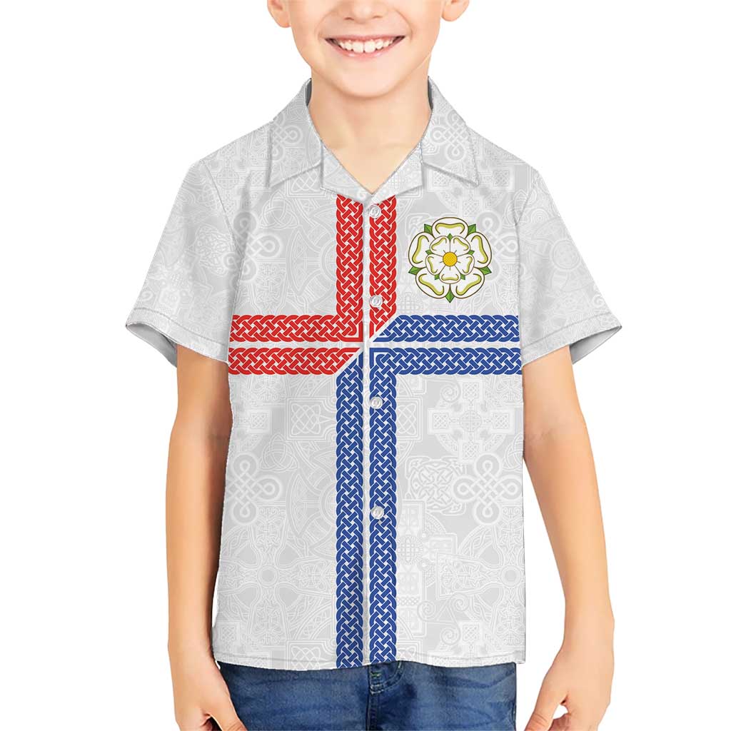 Personalized Yorkshire Celtic Heritage Kid Hawaiian Shirt Cross Style - Wonder Print Shop