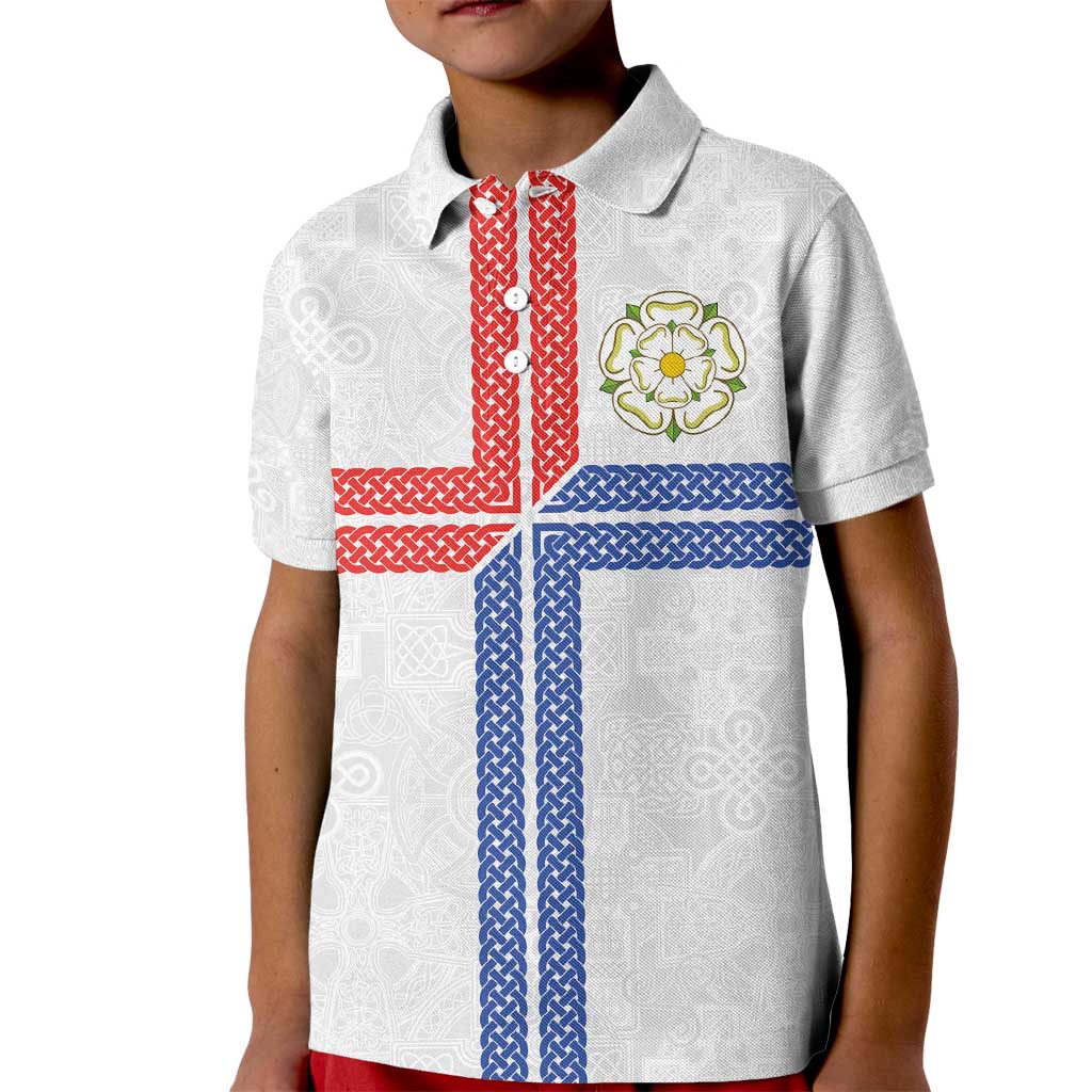 Personalized Yorkshire Celtic Heritage Kid Polo Shirt Cross Style - Wonder Print Shop