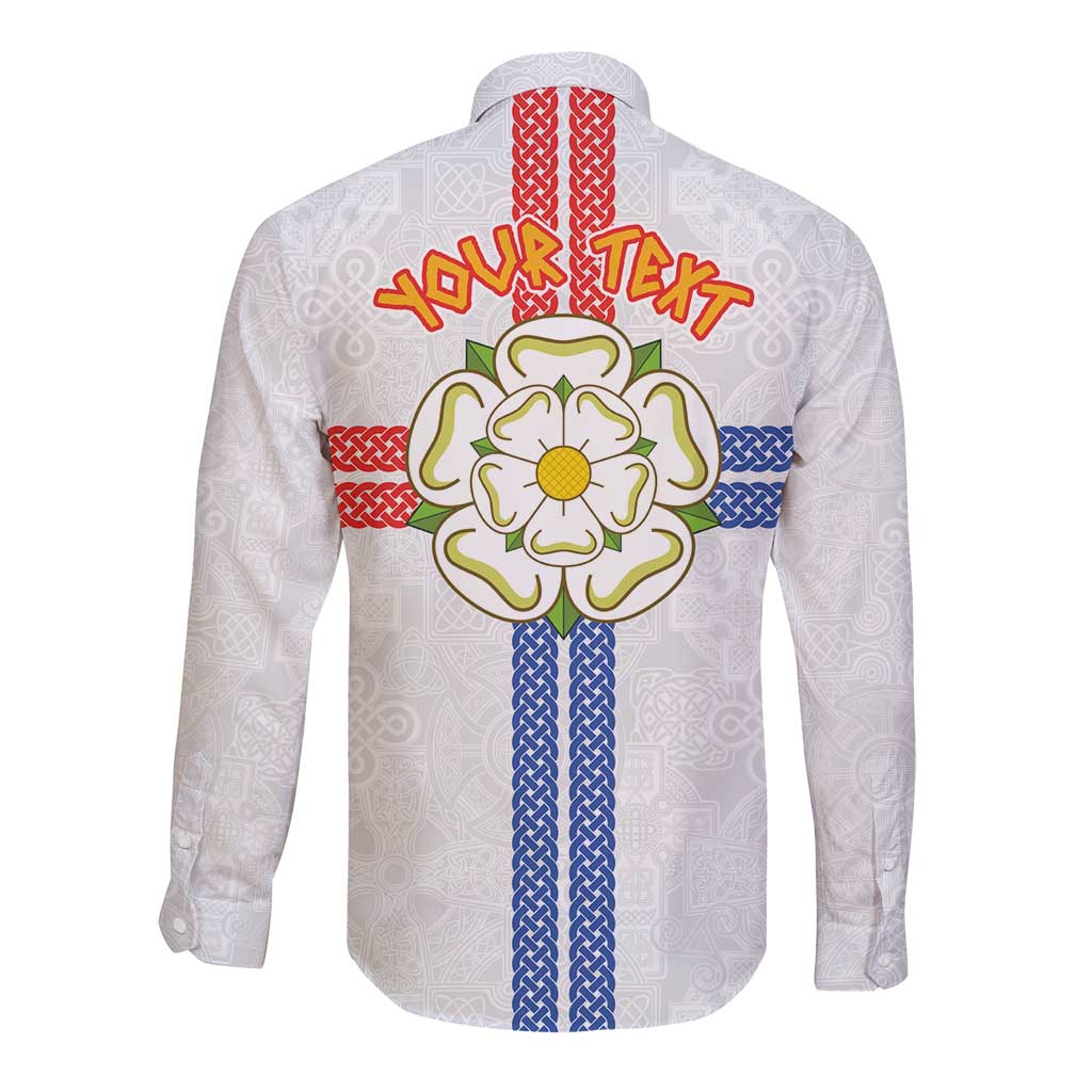 Personalized Yorkshire Celtic Heritage Long Sleeve Button Shirt Cross Style - Wonder Print Shop