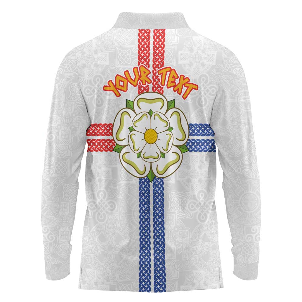 Personalized Yorkshire Celtic Heritage Long Sleeve Polo Shirt Cross Style - Wonder Print Shop