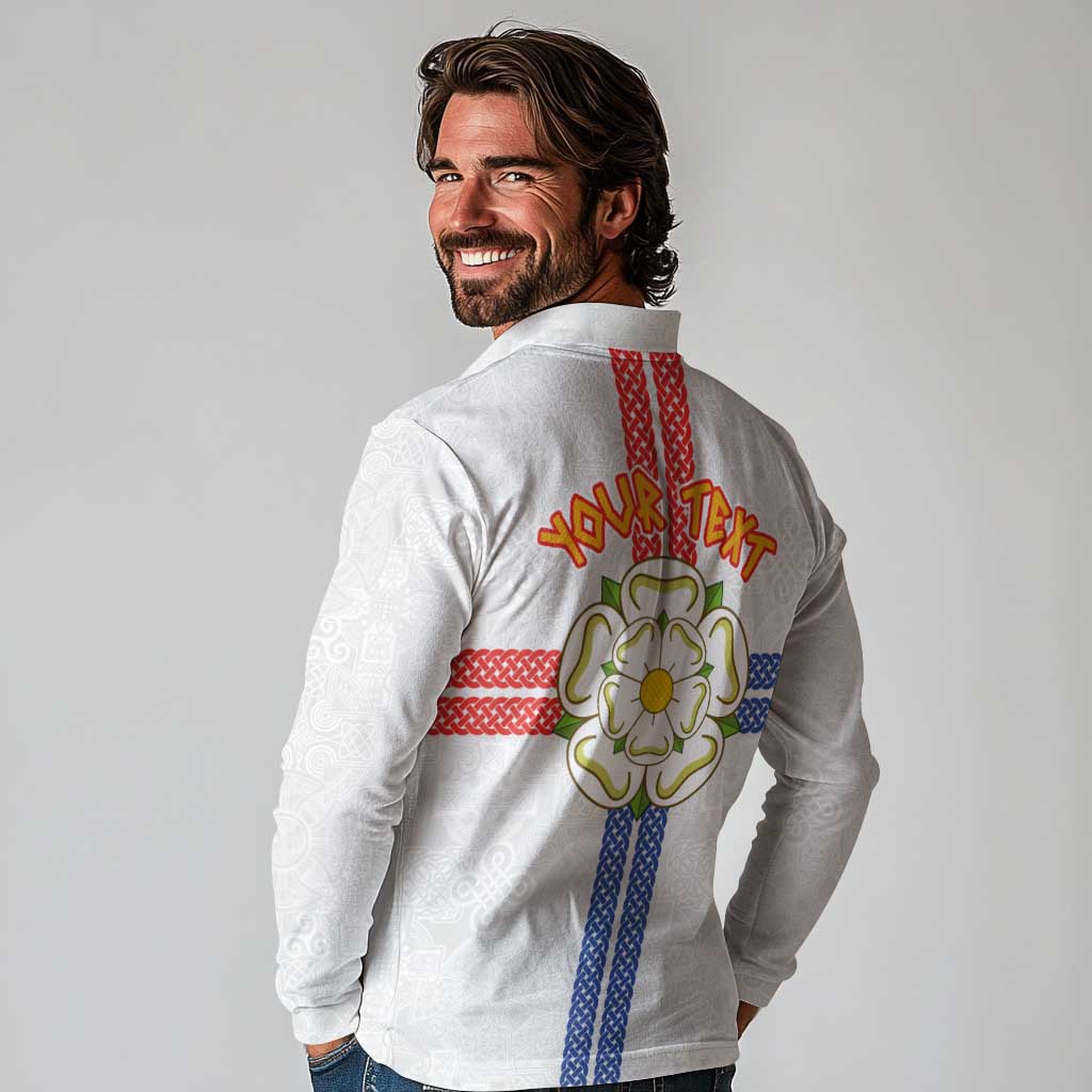 Personalized Yorkshire Celtic Heritage Long Sleeve Polo Shirt Cross Style - Wonder Print Shop