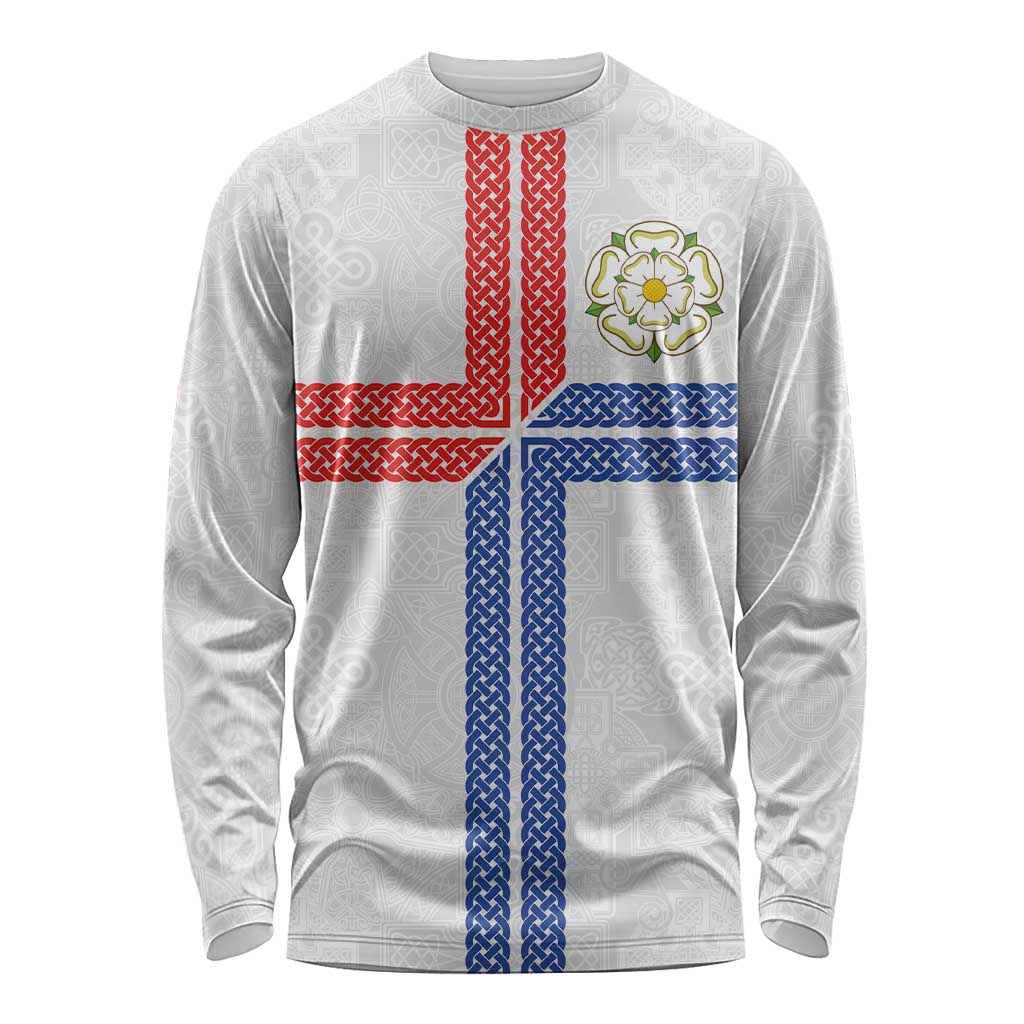 Personalized Yorkshire Celtic Heritage Long Sleeve Shirt Cross Style - Wonder Print Shop