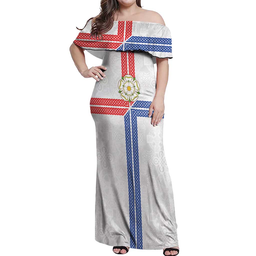 Personalized Yorkshire Celtic Heritage Off Shoulder Maxi Dress Cross Style - Wonder Print Shop