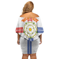 Personalized Yorkshire Celtic Heritage Off Shoulder Short Dress Cross Style - Wonder Print Shop