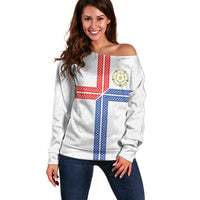 Personalized Yorkshire Celtic Heritage Off Shoulder Sweater Cross Style - Wonder Print Shop