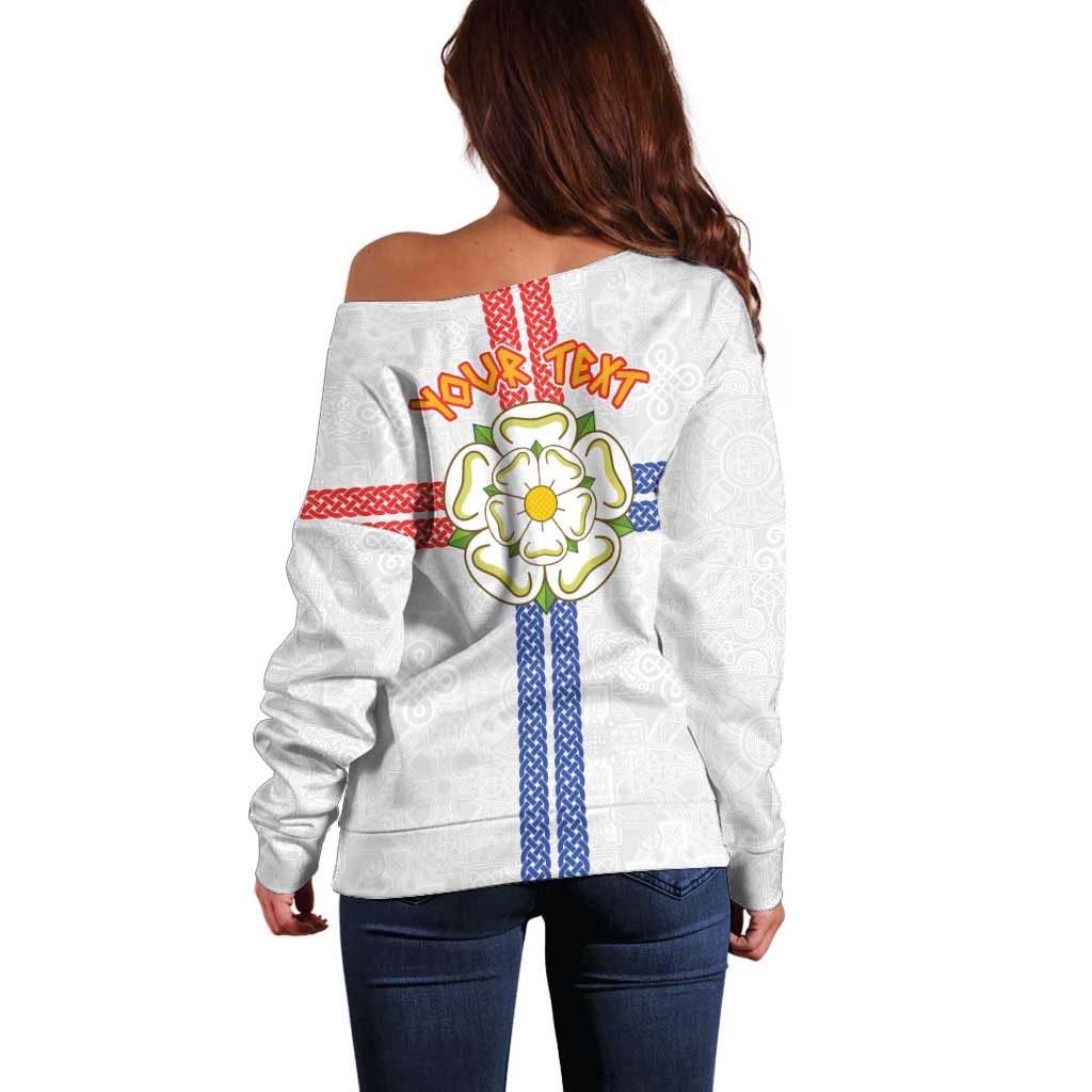 Personalized Yorkshire Celtic Heritage Off Shoulder Sweater Cross Style - Wonder Print Shop