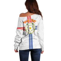 Personalized Yorkshire Celtic Heritage Off Shoulder Sweater Cross Style - Wonder Print Shop