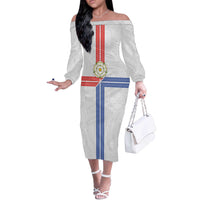 Personalized Yorkshire Celtic Heritage Off The Shoulder Long Sleeve Dress Cross Style - Wonder Print Shop