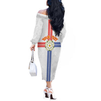 Personalized Yorkshire Celtic Heritage Off The Shoulder Long Sleeve Dress Cross Style - Wonder Print Shop