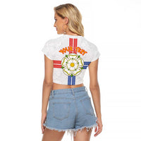 Personalized Yorkshire Celtic Heritage Raglan Cropped T Shirt Cross Style - Wonder Print Shop