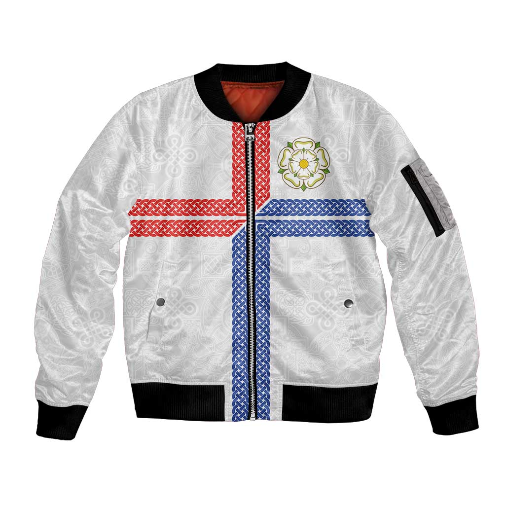 Personalized Yorkshire Celtic Heritage Sleeve Zip Bomber Jacket Cross Style - Wonder Print Shop