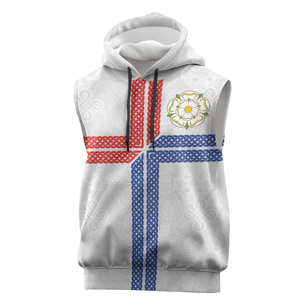 Personalized Yorkshire Celtic Heritage Sleeveless Hoodie Cross Style - Wonder Print Shop