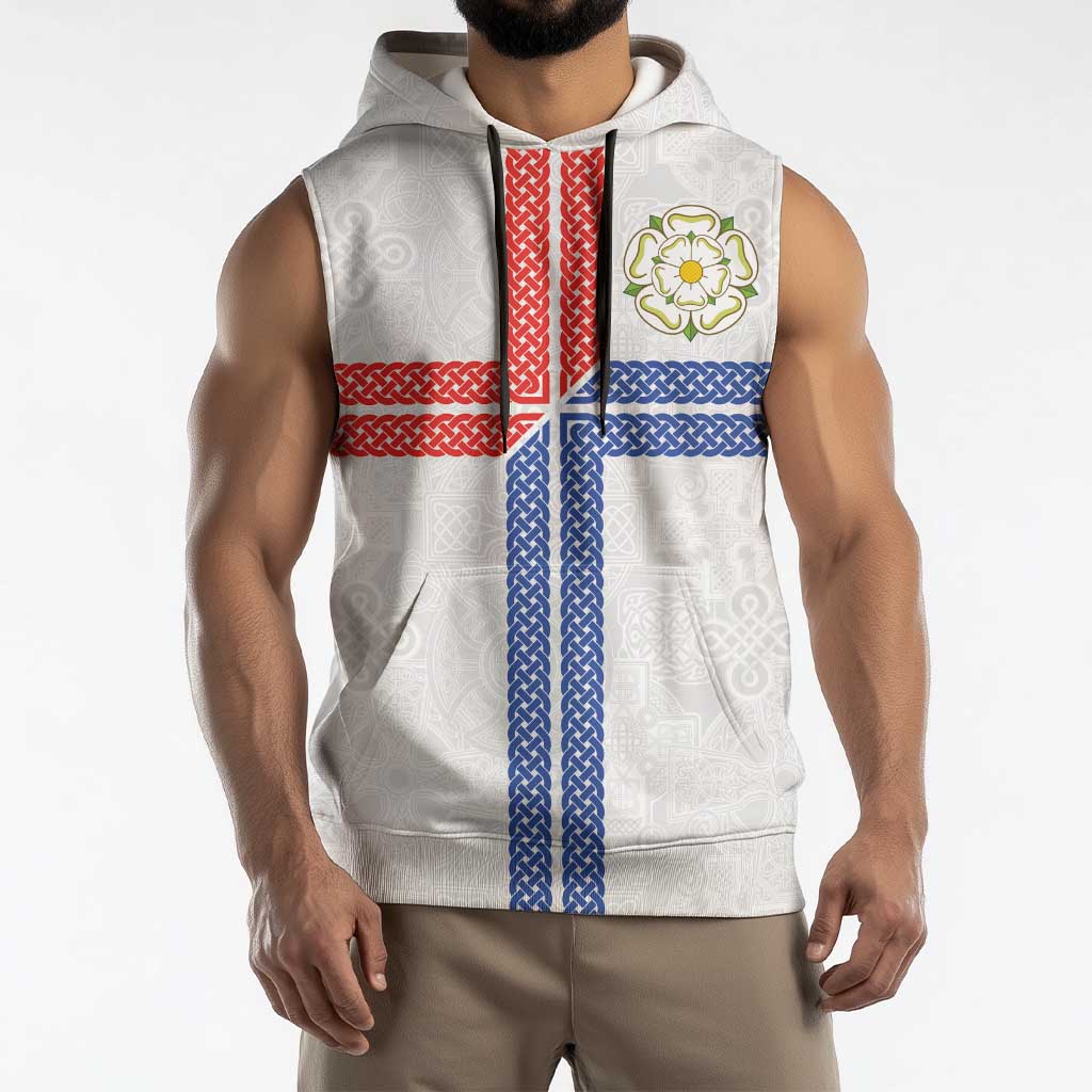 Personalized Yorkshire Celtic Heritage Sleeveless Hoodie Cross Style - Wonder Print Shop