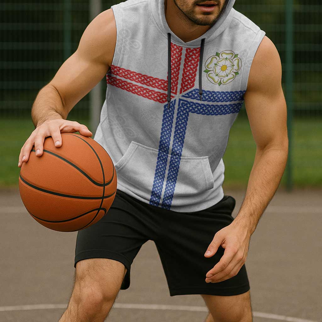 Personalized Yorkshire Celtic Heritage Sleeveless Hoodie Cross Style - Wonder Print Shop