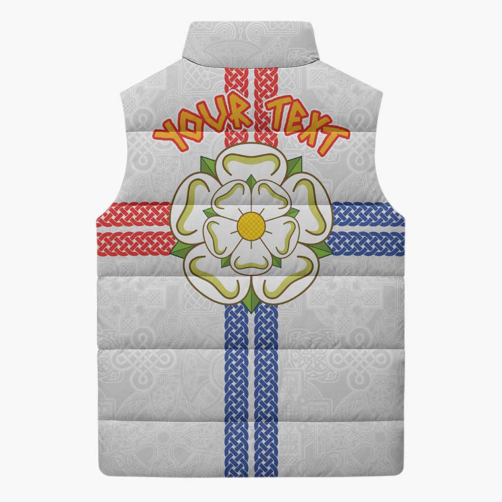 Personalized Yorkshire Celtic Heritage Sleeveless Puffer Jacket Cross Style - Wonder Print Shop
