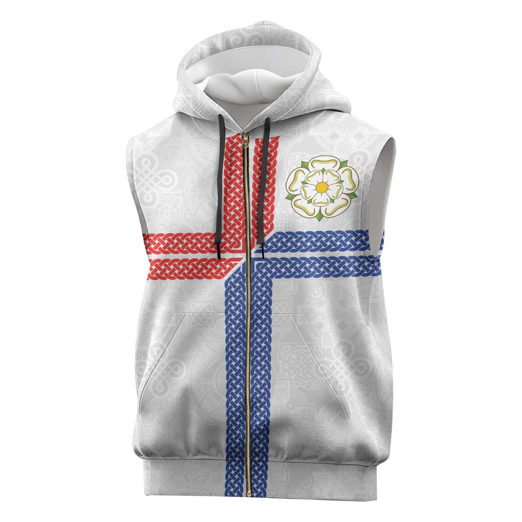 Personalized Yorkshire Celtic Heritage Sleeveless Zip Hoodie Cross Style - Wonder Print Shop