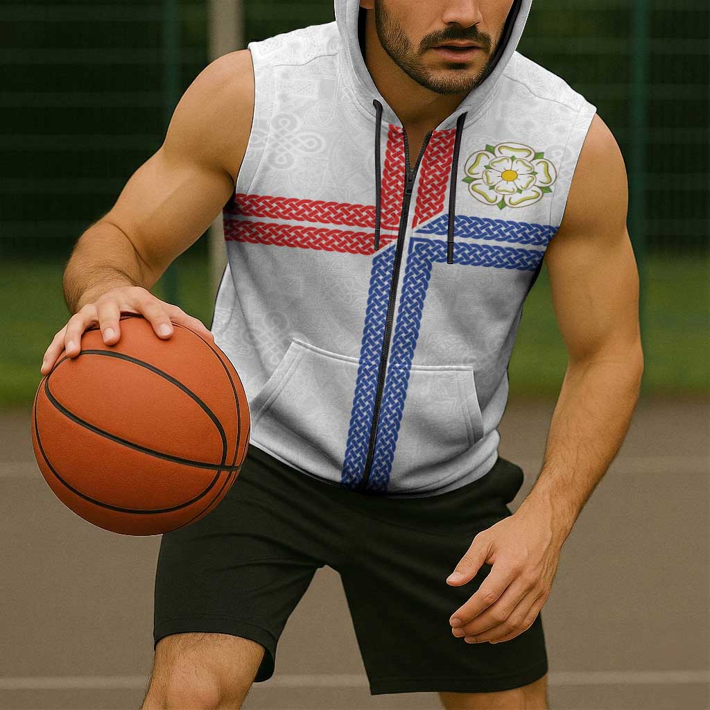 Personalized Yorkshire Celtic Heritage Sleeveless Zip Hoodie Cross Style - Wonder Print Shop