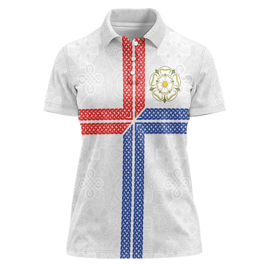 Personalized Yorkshire Celtic Heritage Women Polo Shirt Cross Style - Wonder Print Shop