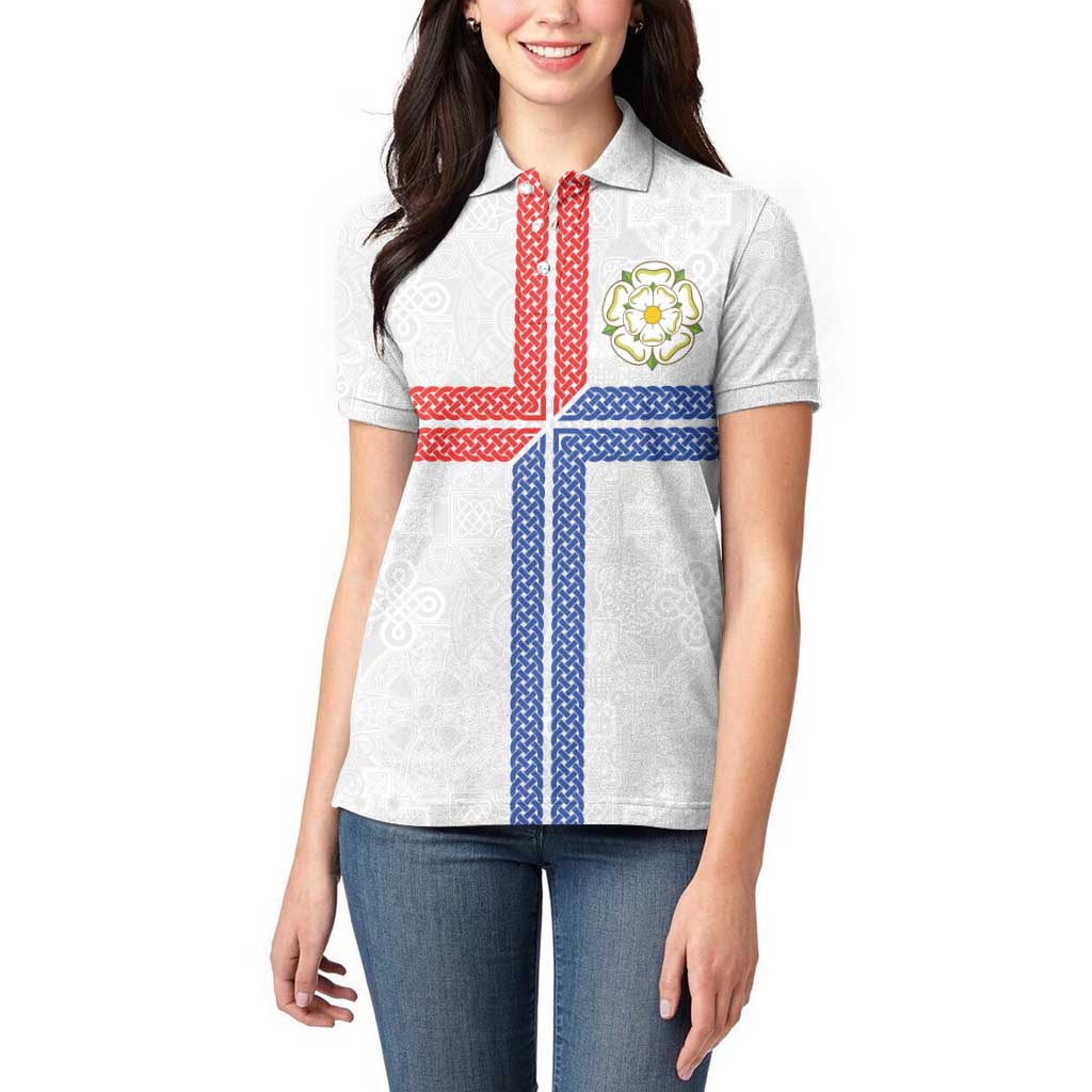 Personalized Yorkshire Celtic Heritage Women Polo Shirt Cross Style - Wonder Print Shop