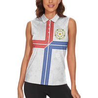 Personalized Yorkshire Celtic Heritage Women Sleeveless Polo Shirt Cross Style - Wonder Print Shop