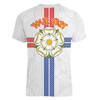 Personalized Yorkshire Celtic Heritage Women V-Neck T-Shirt Cross Style - Wonder Print Shop