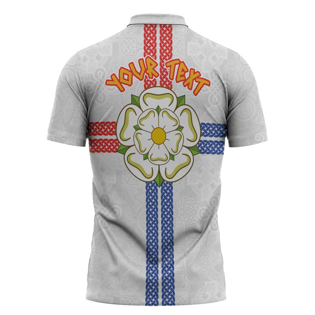 Personalized Yorkshire Celtic Heritage Zipper Polo Shirt Cross Style - Wonder Print Shop