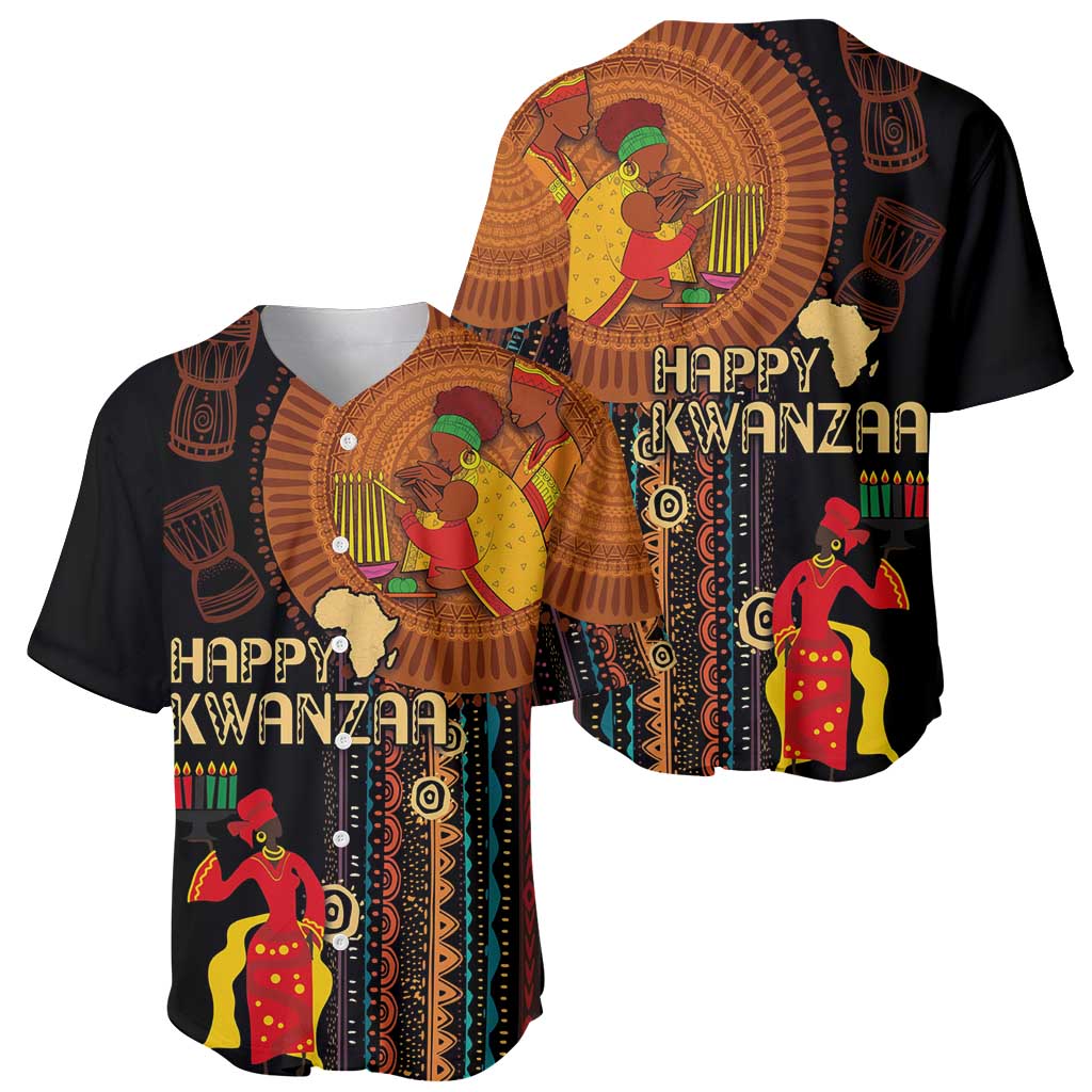 Happy Kwanzaa African Tribal Pattern Baseball Jersey - Wonder Print Shop