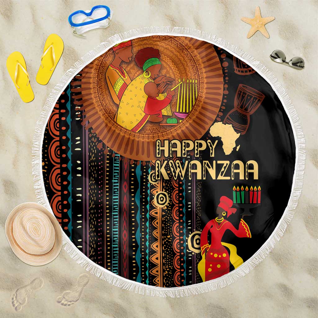 Happy Kwanzaa African Tribal Pattern Beach Blanket - Wonder Print Shop