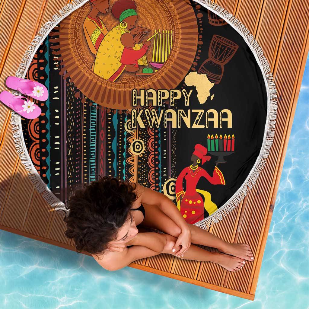 Happy Kwanzaa African Tribal Pattern Beach Blanket - Wonder Print Shop