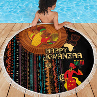 Happy Kwanzaa African Tribal Pattern Beach Blanket - Wonder Print Shop
