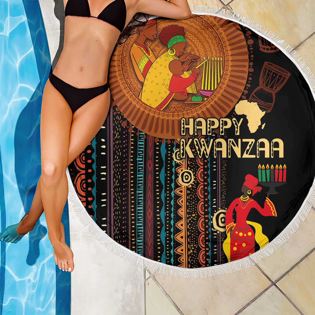 Happy Kwanzaa African Tribal Pattern Beach Blanket - Wonder Print Shop
