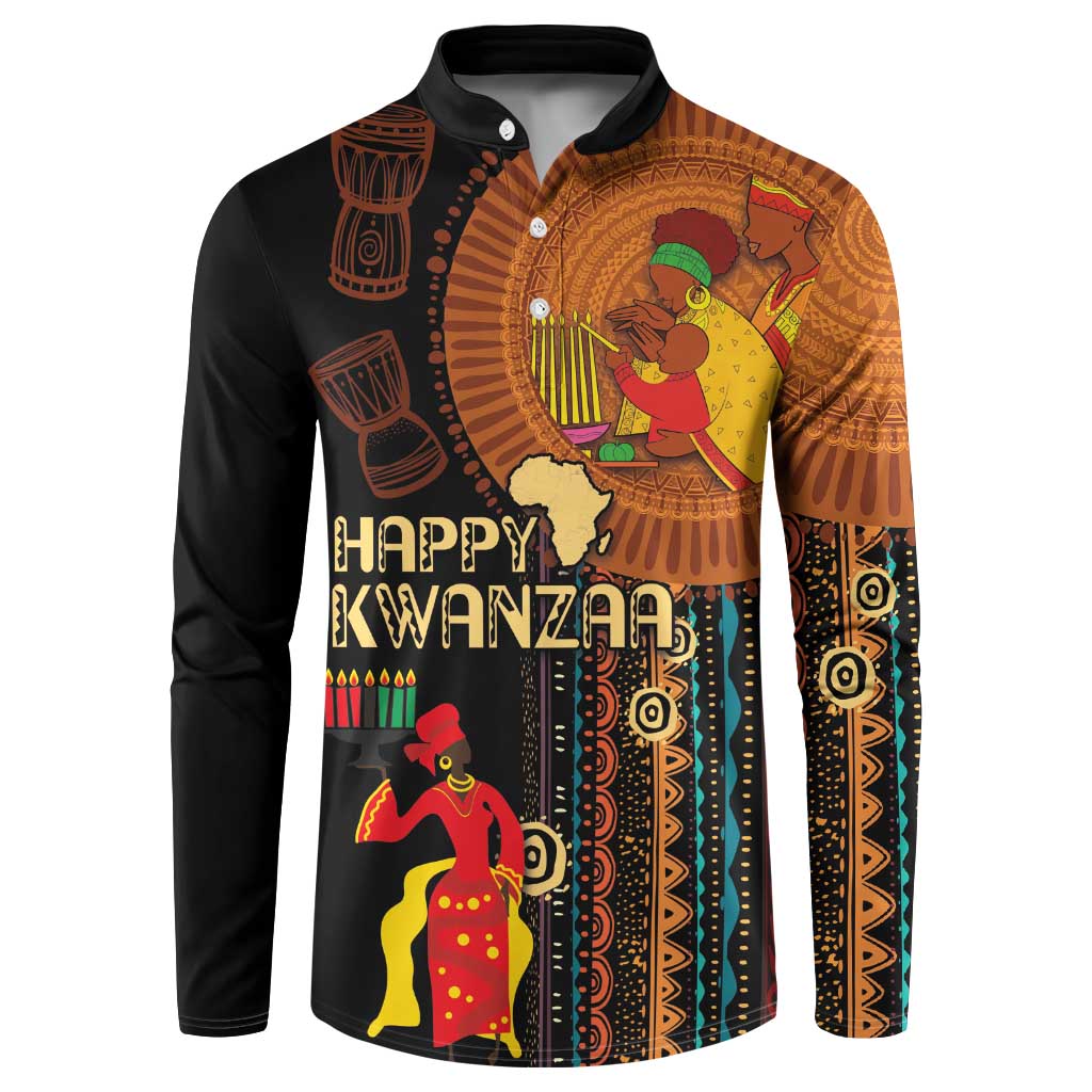 Happy Kwanzaa African Tribal Pattern Button Sweatshirt - Wonder Print Shop