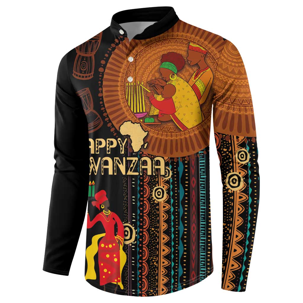 Happy Kwanzaa African Tribal Pattern Button Sweatshirt - Wonder Print Shop