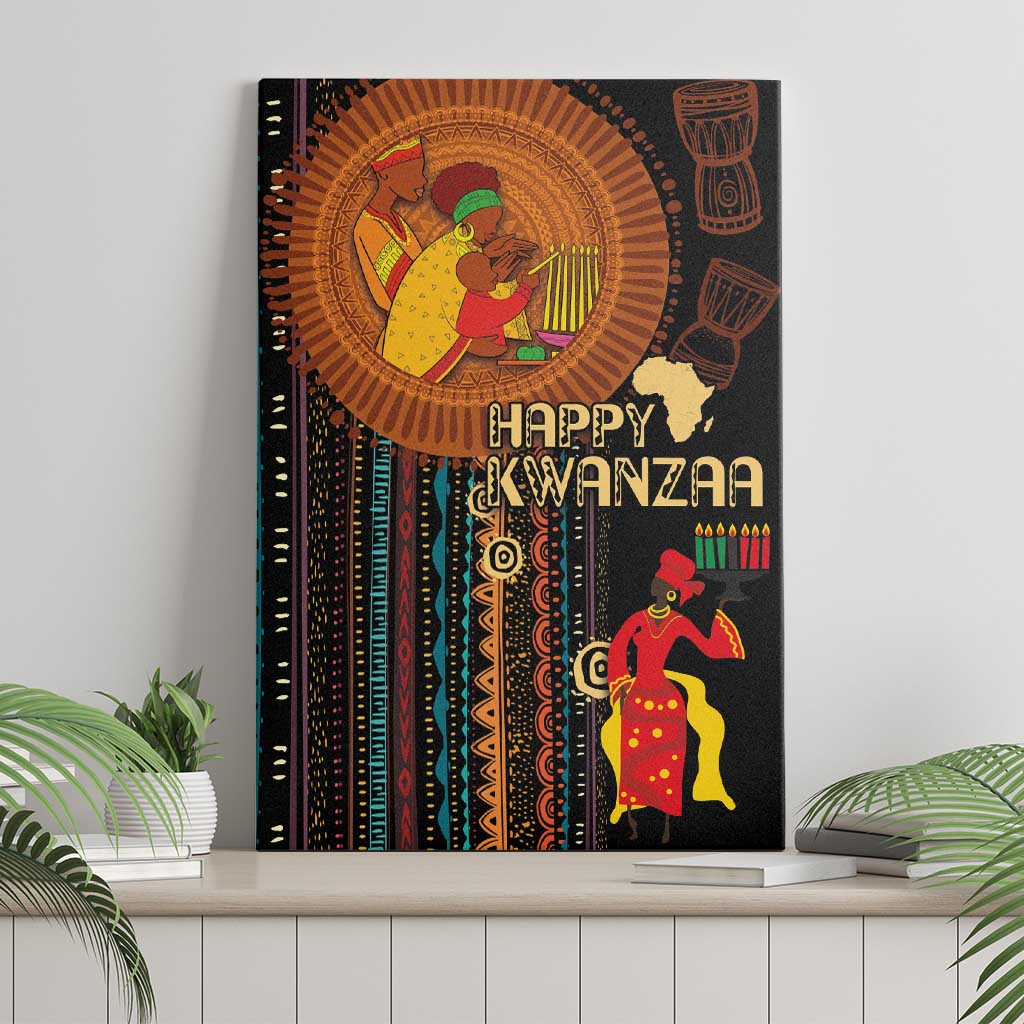 Happy Kwanzaa African Tribal Pattern Canvas Wall Art - Wonder Print Shop