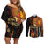 Happy Kwanzaa African Tribal Pattern Couples Matching Off Shoulder Short Dress and Long Sleeve Button Shirt - Wonder Print Shop