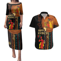 Happy Kwanzaa African Tribal Pattern Couples Matching Puletasi and Hawaiian Shirt - Wonder Print Shop