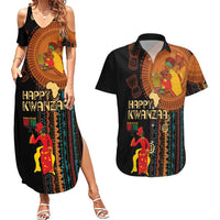 Happy Kwanzaa African Tribal Pattern Couples Matching Summer Maxi Dress and Hawaiian Shirt - Wonder Print Shop
