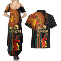 Happy Kwanzaa African Tribal Pattern Couples Matching Summer Maxi Dress and Hawaiian Shirt - Wonder Print Shop