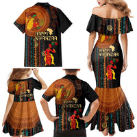 Happy Kwanzaa African Tribal Pattern Family Matching Mermaid Dress and Hawaiian Shirt - Wonder Print Shop