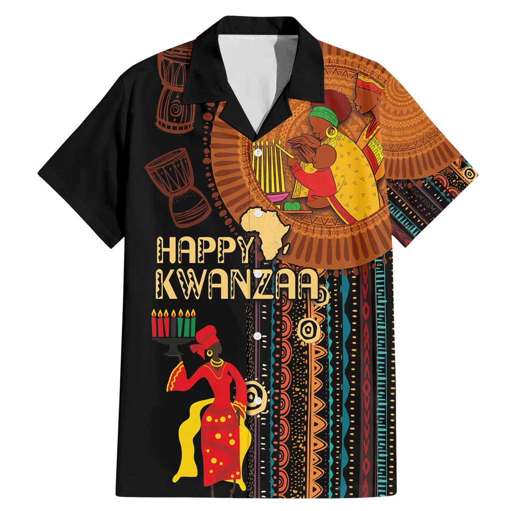 Happy Kwanzaa African Tribal Pattern Family Matching Mermaid Dress and Hawaiian Shirt - Wonder Print Shop