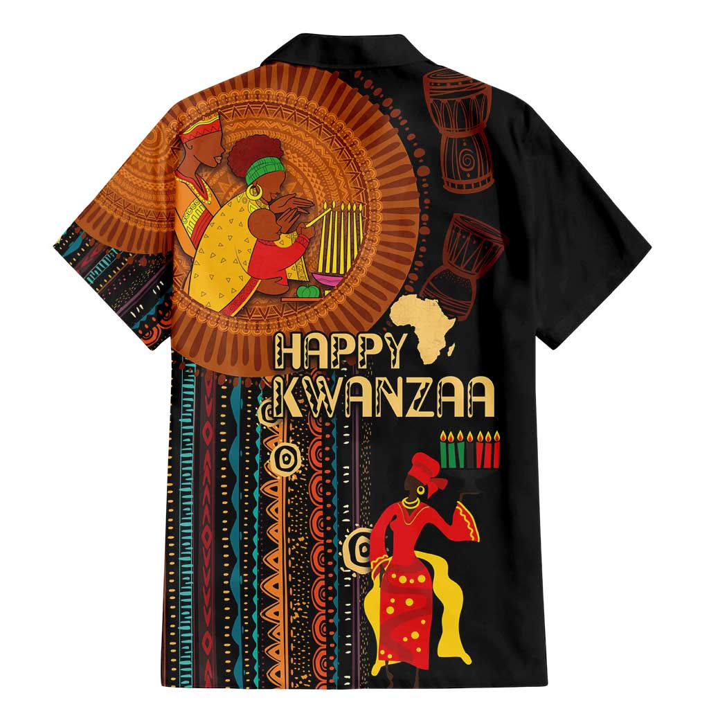 Happy Kwanzaa African Tribal Pattern Family Matching Mermaid Dress and Hawaiian Shirt - Wonder Print Shop