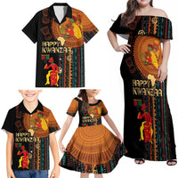 Happy Kwanzaa African Tribal Pattern Family Matching Off Shoulder Maxi Dress and Hawaiian Shirt - Wonder Print Shop
