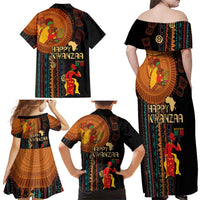 Happy Kwanzaa African Tribal Pattern Family Matching Off Shoulder Maxi Dress and Hawaiian Shirt - Wonder Print Shop