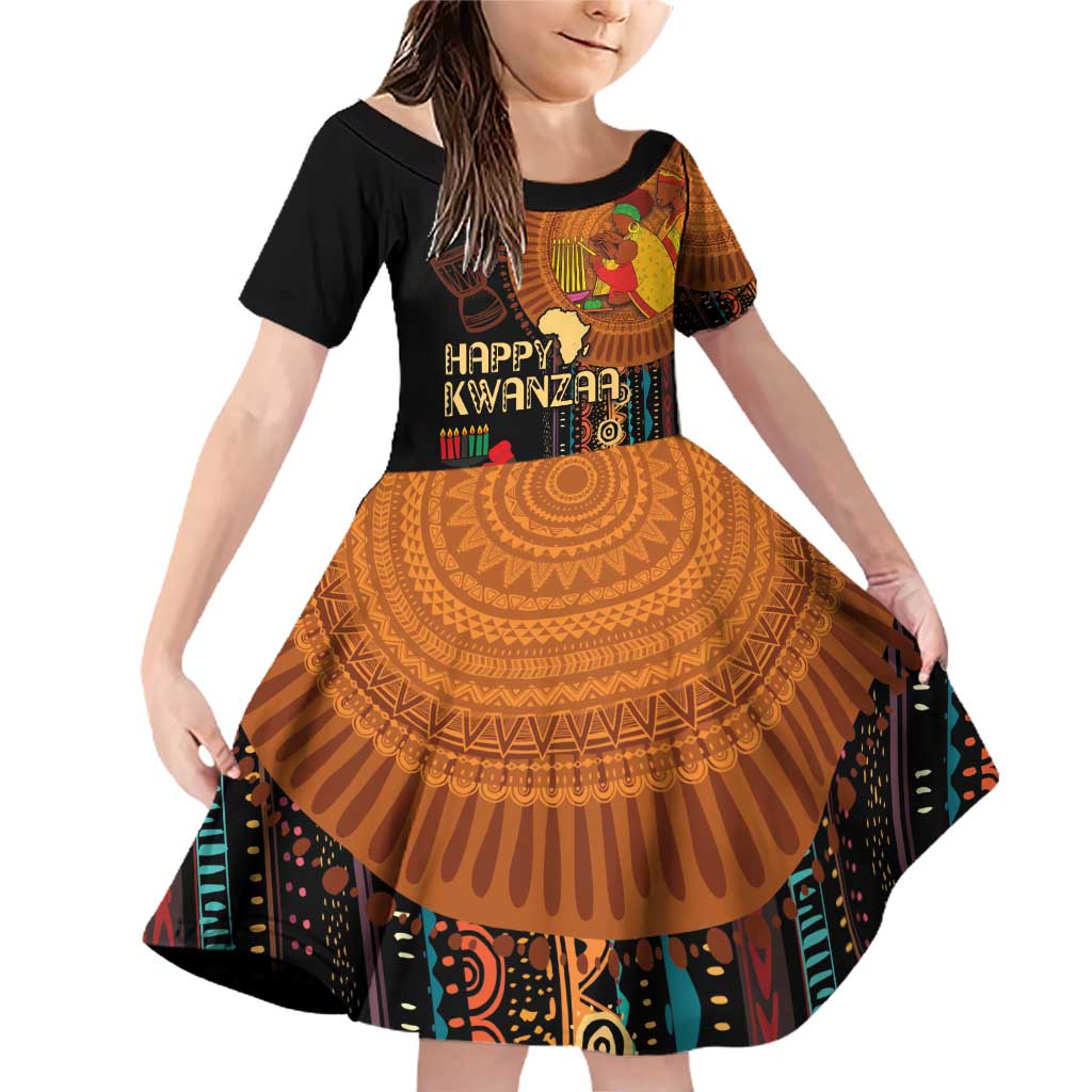 Happy Kwanzaa African Tribal Pattern Family Matching Off Shoulder Short Dress and Hawaiian Shirt - Wonder Print Shop