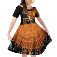 Happy Kwanzaa African Tribal Pattern Family Matching Off Shoulder Short Dress and Hawaiian Shirt - Wonder Print Shop