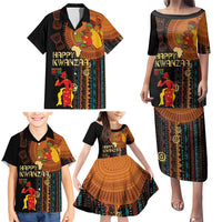 Happy Kwanzaa African Tribal Pattern Family Matching Puletasi and Hawaiian Shirt - Wonder Print Shop