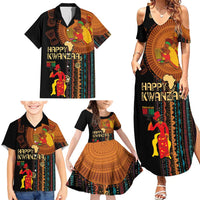 Happy Kwanzaa African Tribal Pattern Family Matching Summer Maxi Dress and Hawaiian Shirt - Wonder Print Shop