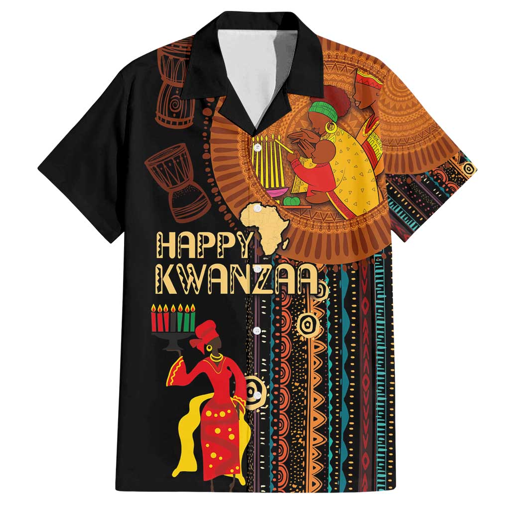 Happy Kwanzaa African Tribal Pattern Family Matching Summer Maxi Dress and Hawaiian Shirt - Wonder Print Shop