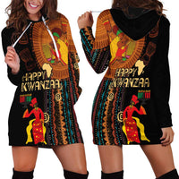 Happy Kwanzaa African Tribal Pattern Hoodie Dress - Wonder Print Shop