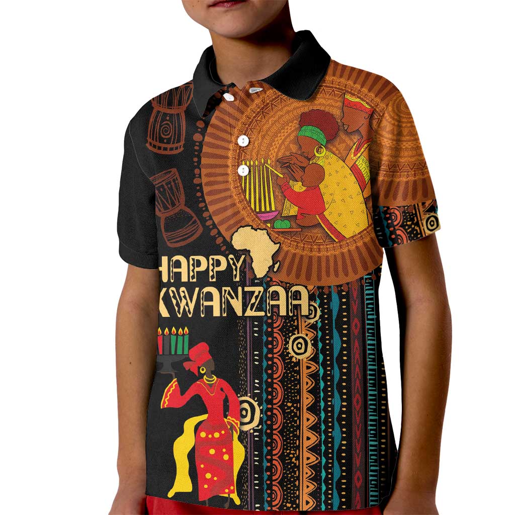 Happy Kwanzaa African Tribal Pattern Kid Polo Shirt - Wonder Print Shop